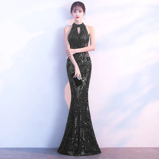 Vestido Largo Elegante Cola de Pez para Eventos y Cócteles