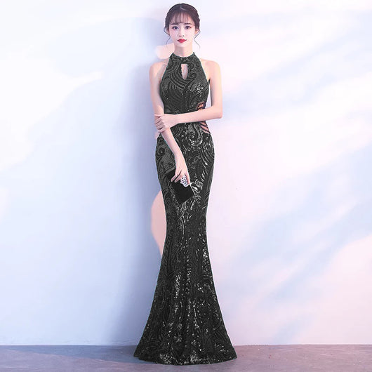 Vestido Largo Elegante Cola de Pez para Eventos y Cócteles