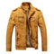 Chaqueta de Cuero Retro con Terciopelo Lavado