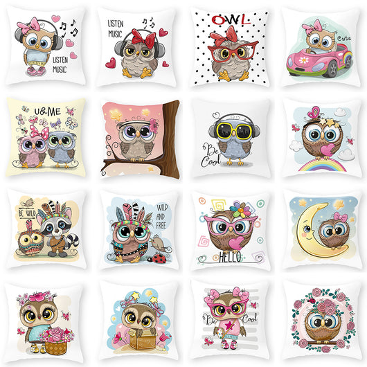 Funda de Almohada Suave con Diseño de Búho Melocotón - Image 24