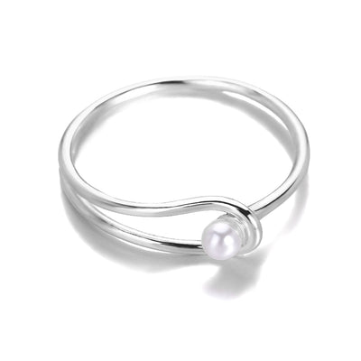 Anillo de Perla con Diseño Geométrico Minimalista para Mujer - Image 9