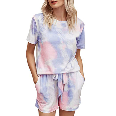 Pijama Tie Dye Estilo Europeo Manga Corta para Casa - Image 20