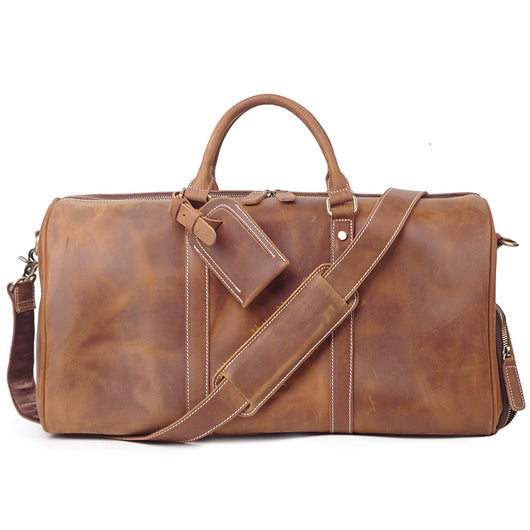 Bolsa de Viaje Retro en Cuero Crazy Horse Estilo Europeo Americano para Hombre - Image 11