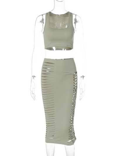 Conjunto Falda y Chaleco Calado Slim Fit Verano - Image 26
