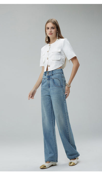Pantalones Anchos Cintura Alta Estilo Retro con Detalles Rotos para Mujer - Image 28