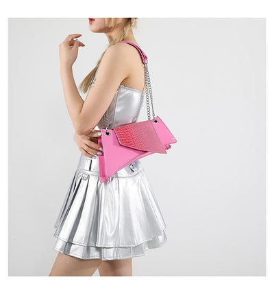 Cartera Cuadrada de Cuero Brillante con Patrón de Piedra para Mujer - Image 29