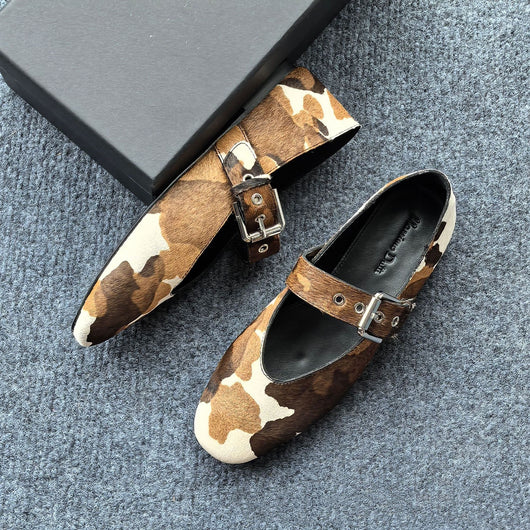 Zapatos Casuales de Cuero para Mujer con Hebilla Decorativa - Image 8