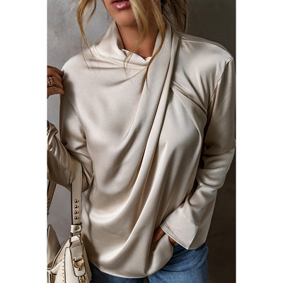 Blusa de Satén y Gasa en Colores Sólidos - Image 3