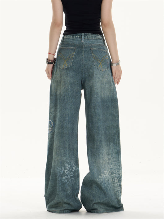 Pantalones Jeans Anchos con Estampado de Moño - Image 11