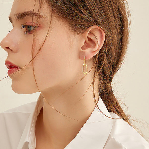 Aretes de Plata S925 Moissanita Doble Aro Diseño Luxury Nicho con Borla
