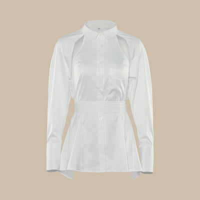 Camisa Blanca Ajustada de Manga Larga con Cintura Definida - Image 10