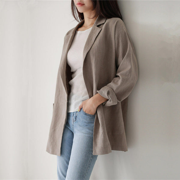 Blazer Casual de un Botón en Color Sólido - Image 3
