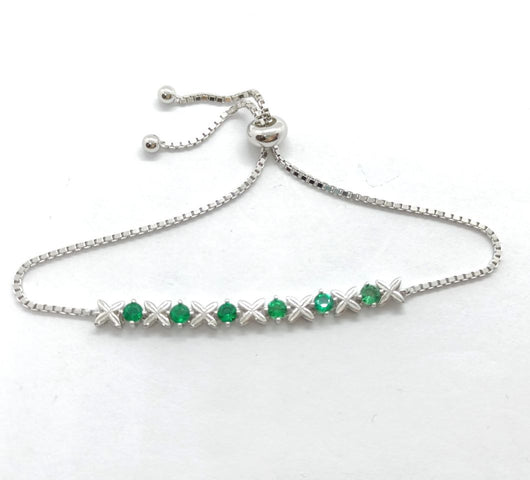 Pulsera de Plata S925 con Esmeralda Cultivada en Diseño Ovalado - Image 5