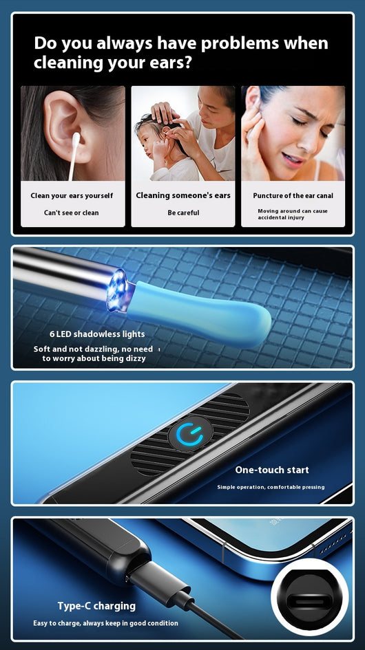 Otoscopio HD Impermeable con Luz LED y Función Limpieza de Oídos - Image 11