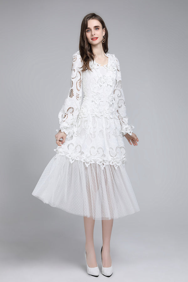 Vestido Hueco Bordado Cintura Esbelta para Mujer - Image 4