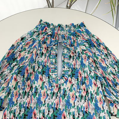 Blusa Georgette Estampada con Mangas Tres Cuartos y Detalles en Chifón - Image 10