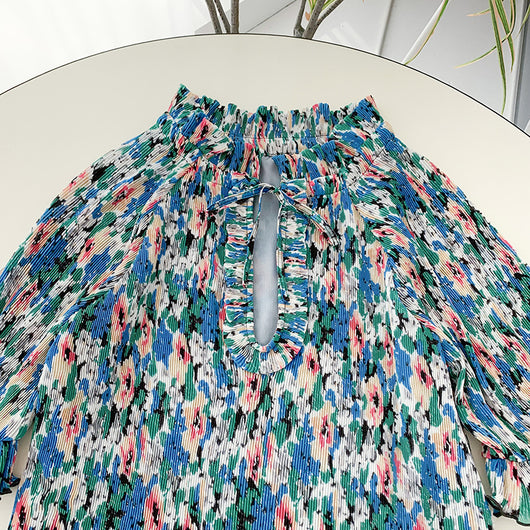 Blusa Georgette Estampada con Mangas Tres Cuartos y Detalles en Chifón - Image 10