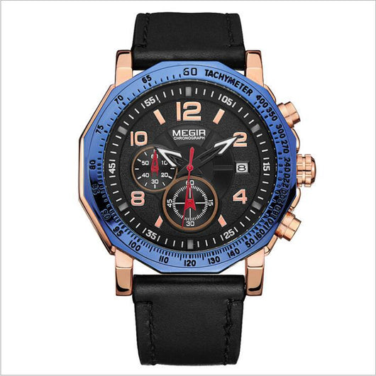 Reloj Deportivo Cronógrafo de Cuero para Hombre - Resistente al Agua - Image 11