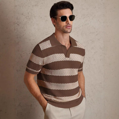 Polo Manga Corta Tejido a Rayas para Hombre - Image 5