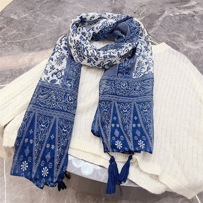Foulard Étnico Estampado Cachemira Protección Solar Velo Ligero - Image 8
