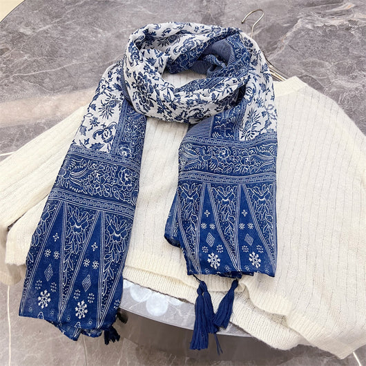 Foulard Étnico Estampado Cachemira Protección Solar Velo Ligero - Image 8
