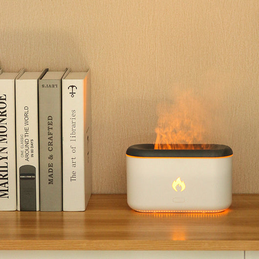 Dark gray rectangular ultrasonic aroma diffuser with rounded corners and a flame icon on the front, featuring an open top. - Image 8