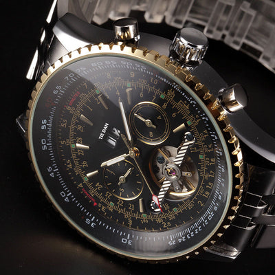 Reloj Automático Tourbillon con Calendario y Esfera Grande - Acero Inoxidable para Hombre - Image 3