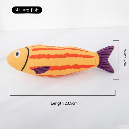 Blue star-spotted fish cat toy with orange fins and tail, 23cm long and 9cm wide, filled with catnip. - Image 9