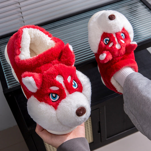 Pantuflas Husky Cartoon de Algodón Puro para Hombre - Cálidas y Cómodas para Invierno - Image 11