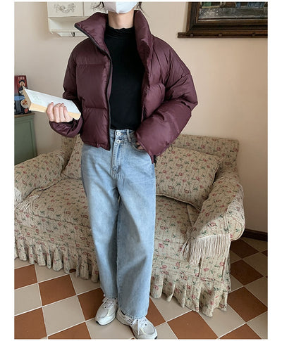 Chaqueta Acolchada Corta con Cuello Alto Estilo Americano para Mujer - Image 16