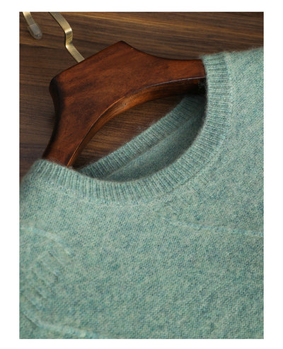 Suéter de Cachemira Pura para Hombre - Cuello Redondo Jacquard - Image 9