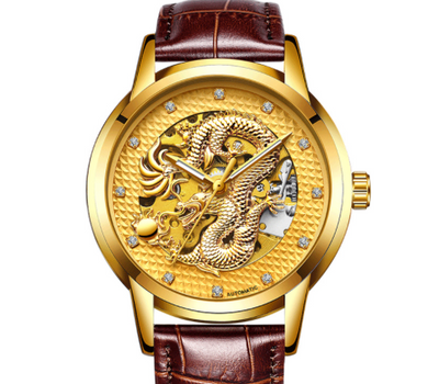 Reloj Empresarial Dragon Dorado Automático Resistente al Agua con Esfera Luminosa - Image 12