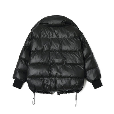 Chaqueta Denim Oversize Acolchada Negra con Costuras Sueltas - Image 11