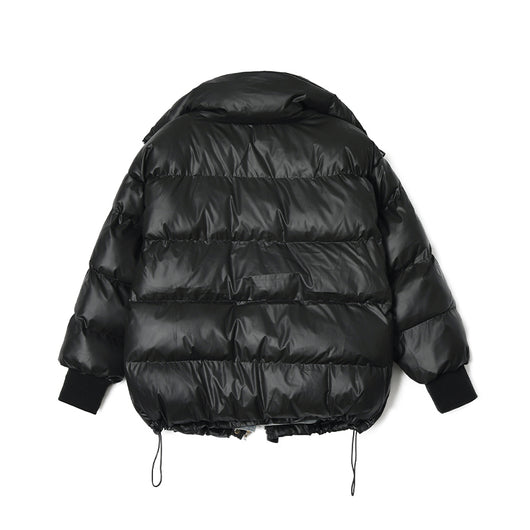 Chaqueta Denim Oversize Acolchada Negra con Costuras Sueltas - Image 11