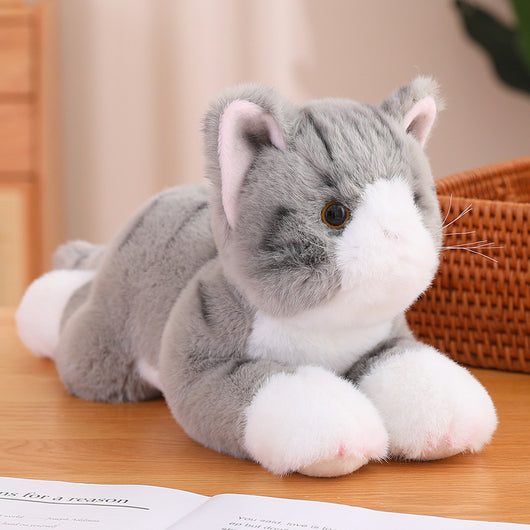 Gato de Peluche Realista Acostado - Muñeco Suave para Abrazo - Image 14