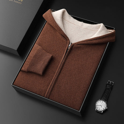 Cardigan Cashmere con Capucha y Cierre de Doble Cara para Hombre - Image 7