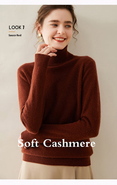 Suéter Cuello Alto de Cachemira Pura para Mujer - Image 28