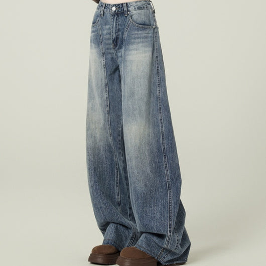 Jeans Anchos Retro Azul Vintage de Cintura Alta para Mujer - Image 4