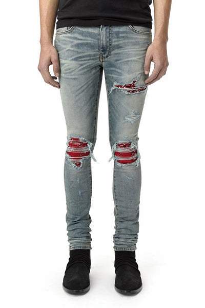 Jeans Rojos Estampados con Pliegues y Cintura Elástica para Hombre - Image 2