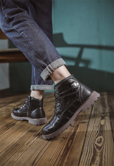 Botas de Cuero Retro con Cierre Lateral para Aventuras Urbanas - Image 45