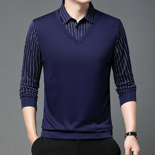 Suéter Tipo Camisa Falsa Dos Piezas para Hombre - Manga Larga Otoño - Image 10