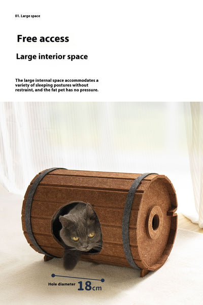 Cama para Mascotas Tipo Barril de Vino con Tablero de Fieltro - Image 7