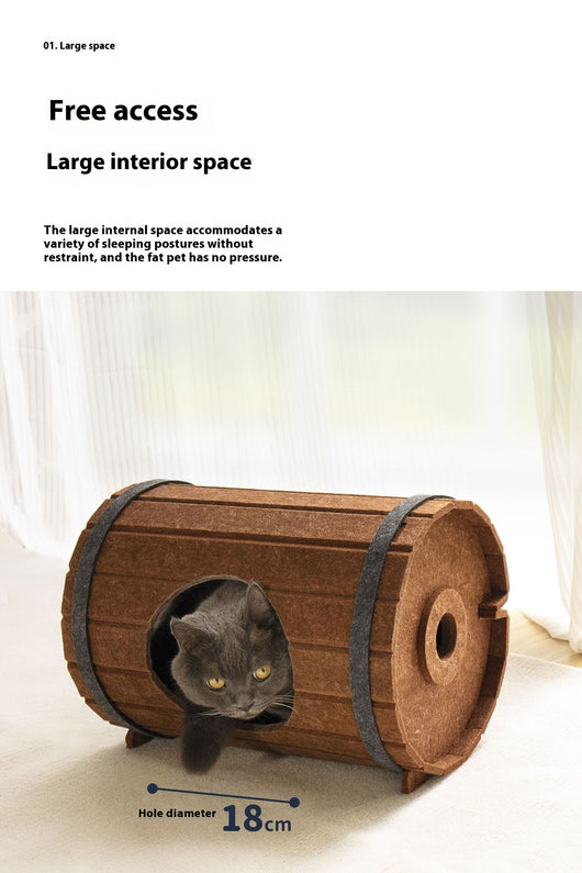 Cama para Mascotas Tipo Barril de Vino con Tablero de Fieltro - Image 7