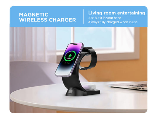 Cargador Inalámbrico Magnético 4 en 1 con Luz Ambiente para iPhone, Apple Watch y AirPods Pro - Image 17