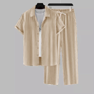 Traje Ejecutivo de Rayas con Camisa Manga Corta y Pantalón - Image 3