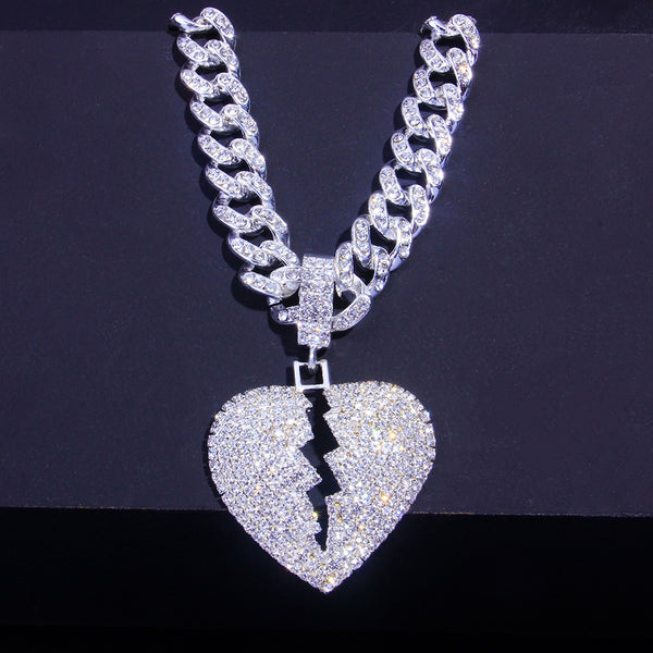 Collar Corazón Hip-Hop Cubano Estilo Europeo y Americano