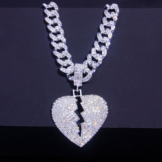 Collar Corazón Hip-Hop Cubano Estilo Europeo y Americano - Image 2