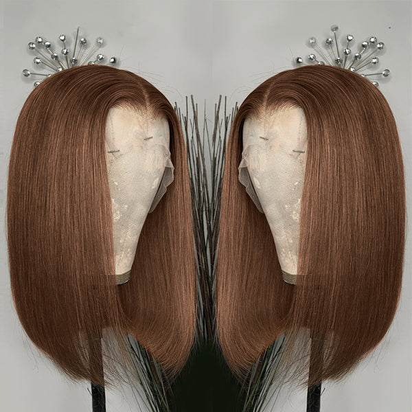 Peluca Bob Liso Frente de Encaje 13x4 de 10 Pulgadas