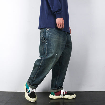 Jeans Rectos Cropped con Efecto Vintage Desteñido y Salpicaduras de Tinta - Image 9