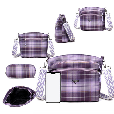 Bolsa Bandolera Escolar de Cuadros Artísticos Gran Capacidad para Mujeres - Image 4